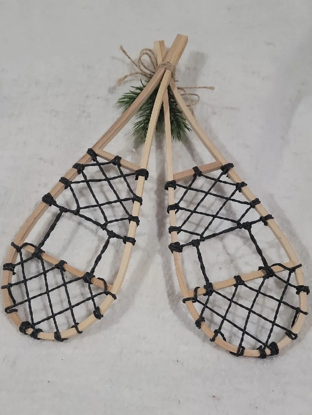 Rustic Black and Natural Snowshoe Wall Accent Winter Holiday